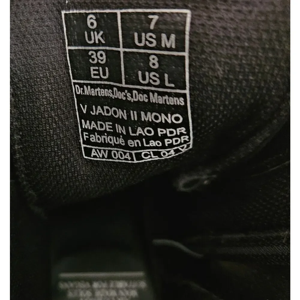 Dr. Martens Vegan Jadon II Mono Platform Boots Black Sz 7M FLAW
